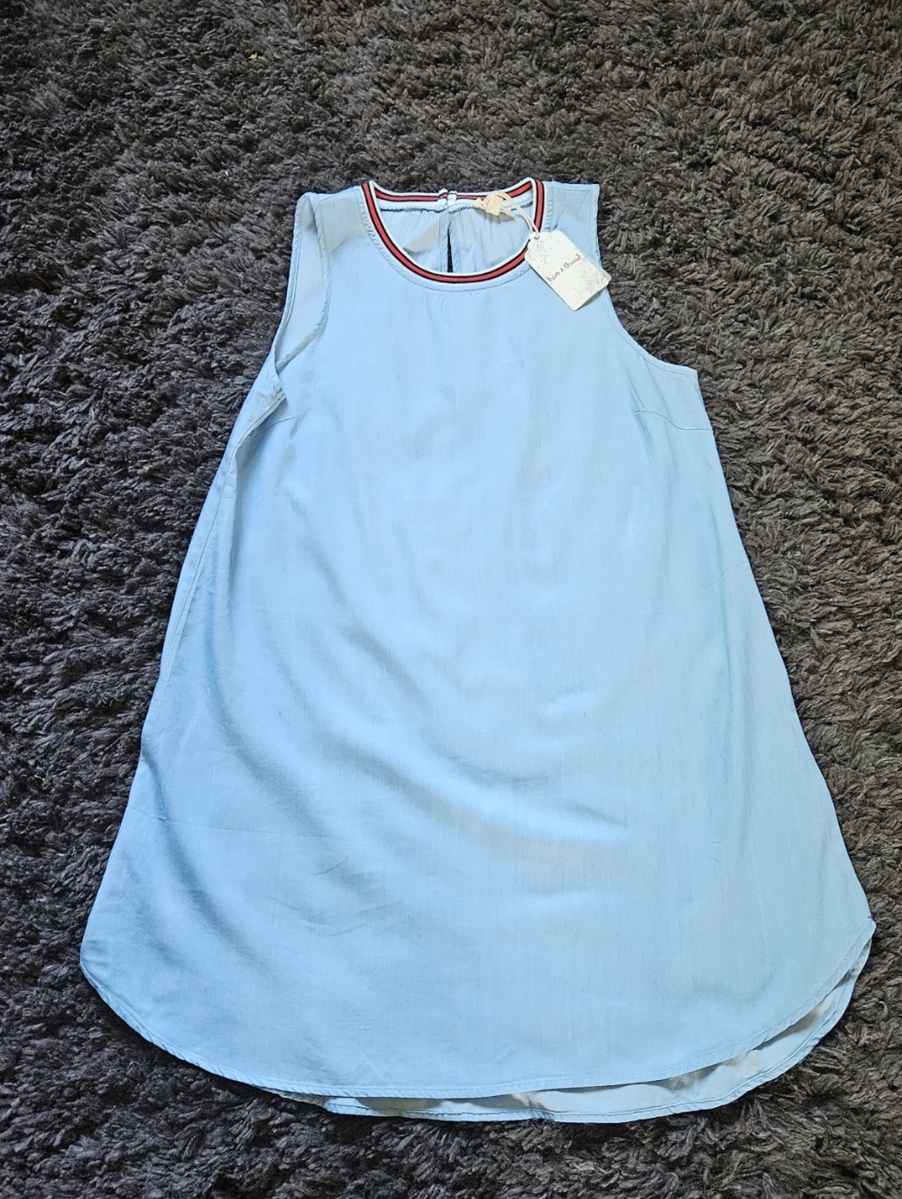 Hem & Thread nwt Sleeveless Chambray Dress Size Small Solid Blue Lightweight